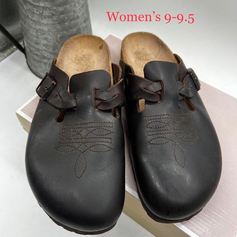 Brown Leather Birkenstock Mules